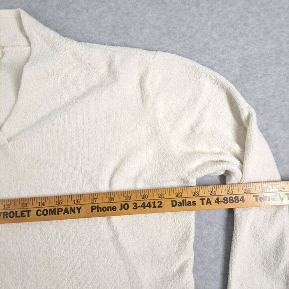 J Jill Sweater Shirt Womens Medium Cropped Beige Longsleeve Pullover Sherpa - Picture 4 of 5